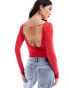 Фото #2 товара Miss Selfridge backless top with ties in red
