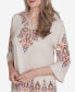 Фото #5 товара Harvest Moon Women's Medallion Embroidered Flutter Sleeve Top