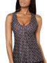 Фото #1 товара Nike 260988 Printed Open-Back Tankini Top Black/White Polka Swimwear Size Medium