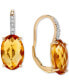 ფოტო #1 პროდუქტის 14k Gold Earrings, Citrine (6 ct. t.w.) and Diamond Accent Oval Leverback Earrings