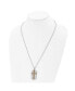 2 Piece Cut Out Stripes Cross Dog Tag Cable Chain Necklace