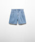 ფოტო #6 პროდუქტის Women's Pleats Detail Denim Shorts