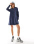 ASOS DESIGN v neck long sleeve mini sweat dress in navy BLAU, 32 - фото #1