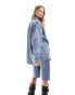 Monki oversize denim shirt in blue mottled wash