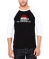 Фото #1 товара Men's Christmas Peeking Dog Raglan Baseball Word Art T-shirt
