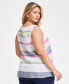 ფოტო #2 პროდუქტის Plus Size Printed Scoop-Neck 100% Linen Top, Created for Macy's