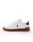 Polo Ralph Lauren Heritage Court leather suede mix trainer with gum sole in white