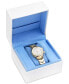 ფოტო #5 პროდუქტის Women's Elise Swiss Tri-Time 28k Gold Ion-Plated Stainless Steel Bracelet Watch 33mm