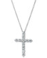 ფოტო #1 პროდუქტის Certified Diamond Cross Pendant Necklace (1 ct. t.w.) in 14k White Gold, 16" + 2" extender