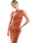 Фото #4 товара ONLY ruched sleeveless maxi dress in terracota