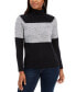 Karen Scott Women's Petite Colorblock Turtleneck Sweater Deep Black Combo PM