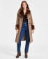 ფოტო #4 პროდუქტის Women's Faux-Fur-Trim Belted Wrap Coat