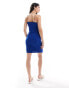 Фото #3 товара Pieces jersey broderie cami mini dress in blue