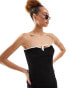 Фото #2 товара Lioness bandeau contrast trim bow detail maxi dress in black