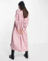 Фото #4 товара ASOS DESIGN cord oversized maxi shirt dress with splits in pink