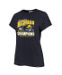 ფოტო #2 პროდუქტის Women's Navy Distressed Michigan Wolverines 12-Time Football National Champions Frankie T-shirt