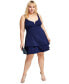Фото #1 товара Trendy Plus Size Notched-Neck Tiered-Hem Dress