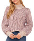 Women's Marled Blouson Sleeve Jacquard Knit Mock Neck Sweater