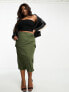 Yours cargo midi skirt in khaki