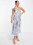 Фото #4 товара ASOS EDITION floral sequin and bead midi dress with faux feather hem in violet