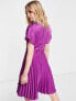 Фото #2 товара Closet London wrap front pleated mini skater dress in purple