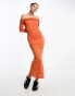 Фото #2 товара COLLUSION textured bardot maxi dress in orange