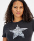 ფოტო #3 პროდუქტის Women's Star Face Cotton Rhinestone-Graphic T-Shirt