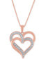 Macy's diamond Overlap Heart 18" Pendant Necklace (1/10 ct. t.w.) in 14k Rose Gold-Plated Sterling Silver