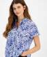 ფოტო #3 პროდუქტის Women's Cotton Floral-Print Camp Shirt