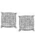 ფოტო #2 პროდუქტის Men's Diamond Cushion Cluster Stud Earrings (1/4 ct. t.w.) in Sterling Silver