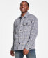 Фото #3 товара Men's Plaid Button-Down Shirt Jacket, Created for Macy's