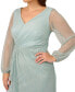 Plus Size Metallic Mesh Bishop-Sleeve Gown