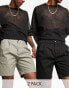 Фото #1 товара ASOS DESIGN 2 pack pleated chino shorts in mid length in black and khaki save