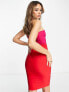 Фото #2 товара Vesper bandeau mini dress with notch detail in red and pink colour block