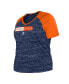 Фото #3 товара Women's Navy Detroit Tigers Plus Size Space Dye Raglan V-Neck T-shirt