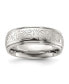 Stainless Steel Polished Etched Edge 7.5mm Band Ring