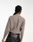 New Look high neck ribbed cropped jumper in mink Коричневый, S - EU 36-38 - фото #3