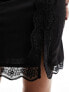 Фото #5 товара Monki lace trim mini skirt with thigh split in black