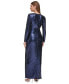 Фото #4 товара Women's Long-Sleeve Side-Ruched Sequin Gown