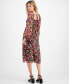 Фото #2 товара Women's Floral-Print Smocked Midi Dress