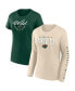 ფოტო #1 პროდუქტის Women's Green, Cream Minnesota Wild Long and Short Sleeve Two-Pack T-shirt Set