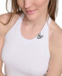 Women's Ribbed Embroidered-Logo Cropped Halter Top