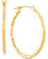 ფოტო #3 პროდუქტის Textured Oval Hoop Earrings in 10k Gold, 1"