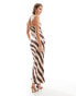 ASOS DESIGN satin halter back detail maxi dress in stripe