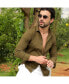 ფოტო #2 პროდუქტის Men's Olive Green Self-Design Striped Shirt