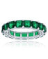 ფოტო #1 პროდუქტის Green Princess Cut Cubic Zirconia Eternity Band in Rhodium Plated Sterling Silver