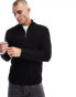 Фото #3 товара ONLY & SONS ribbed half zip jumper in black