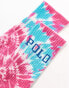 Фото #2 товара Polo Ralph Lauren tie dye sport sock with logo in pink blue