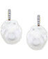 ფოტო #2 პროდუქტის Cultured Freshwater Baroque Pearl (13mm) & Diamond Accent Stud Earrings in 14k Gold