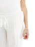 Фото #5 товара ASOS DESIGN Maternity wide leg pull on trouser with linen in white